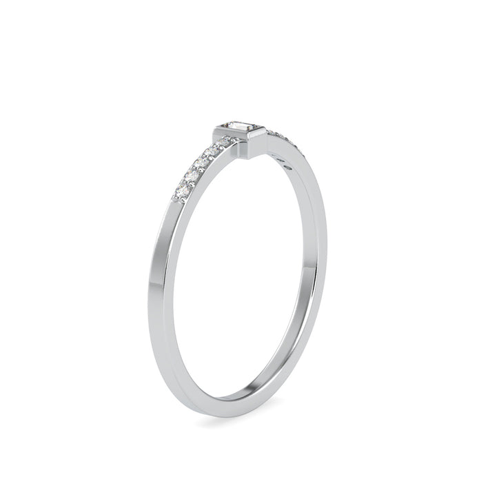 0.08Ct Minimalist Baguette Bezel Lab-Grown Diamond Gold Ring