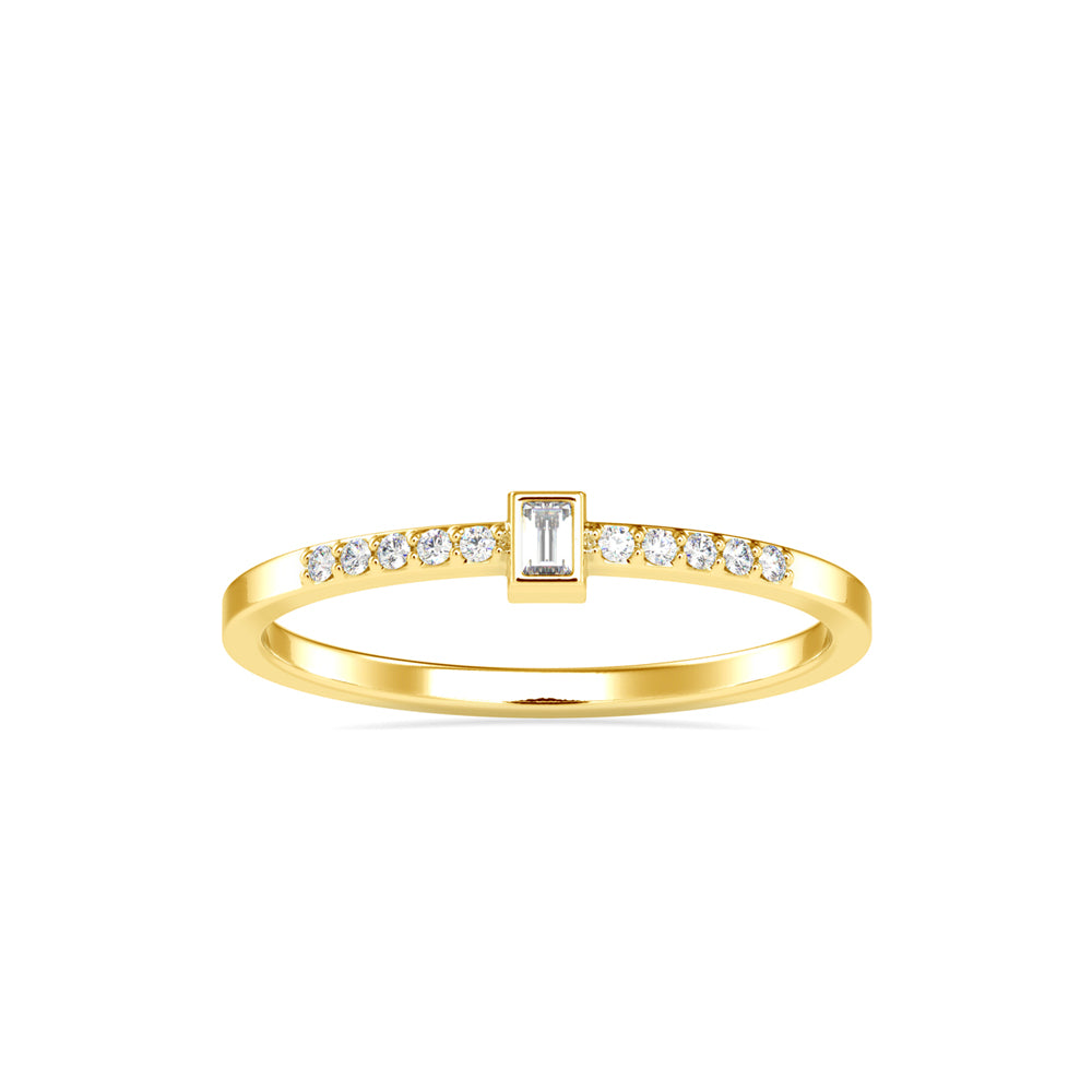 0.08Ct Minimalist Baguette Bezel Lab-Grown Diamond Gold Ring