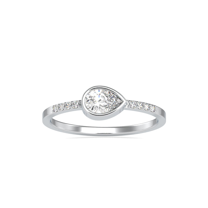 0.41Ct Pear Bezel Set Lab-Grown Diamond Gold Ring