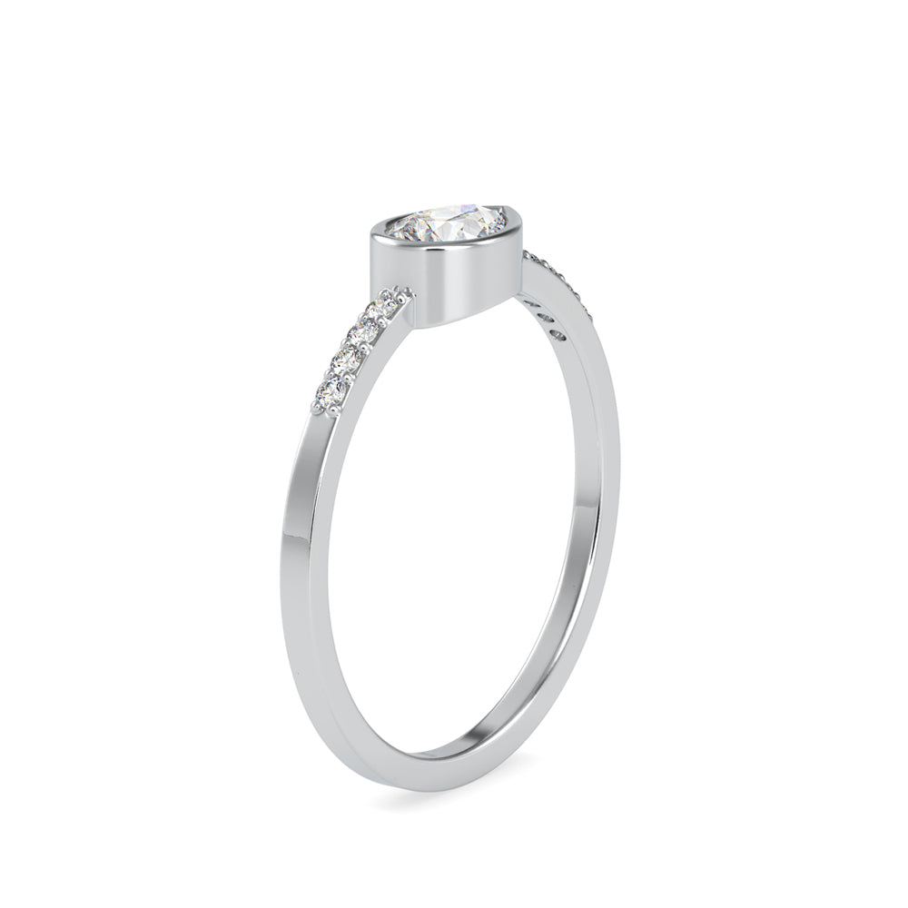0.41Ct Pear Bezel Set Lab-Grown Diamond Gold Ring