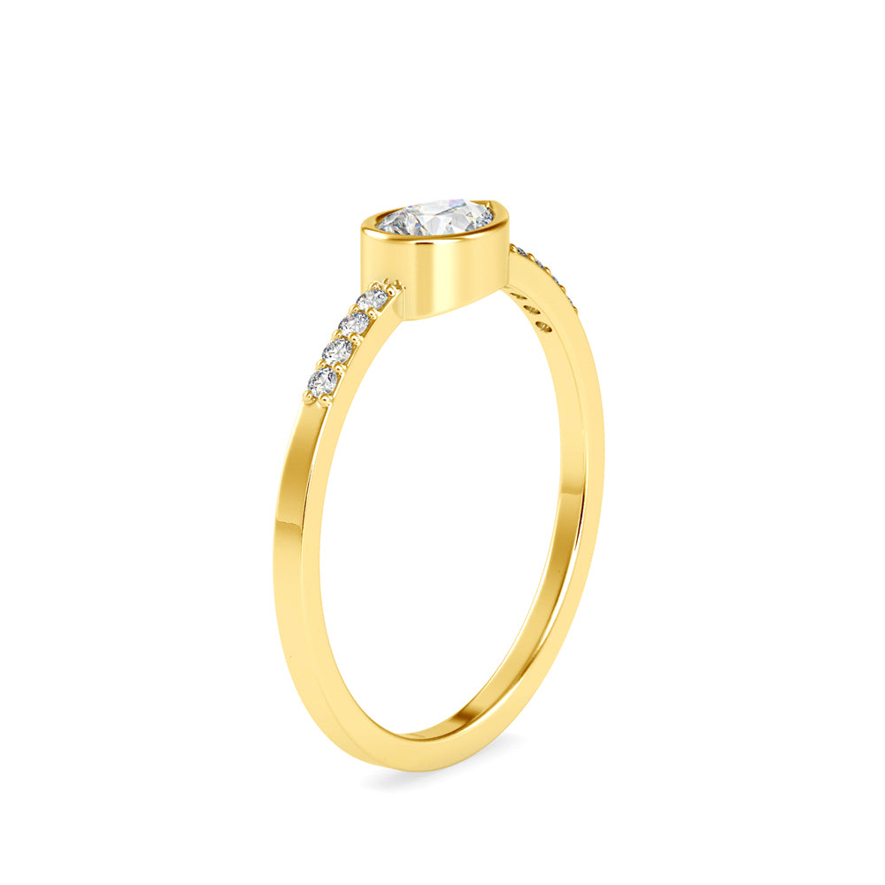 0.41Ct Pear Bezel Set Lab-Grown Diamond Gold Ring