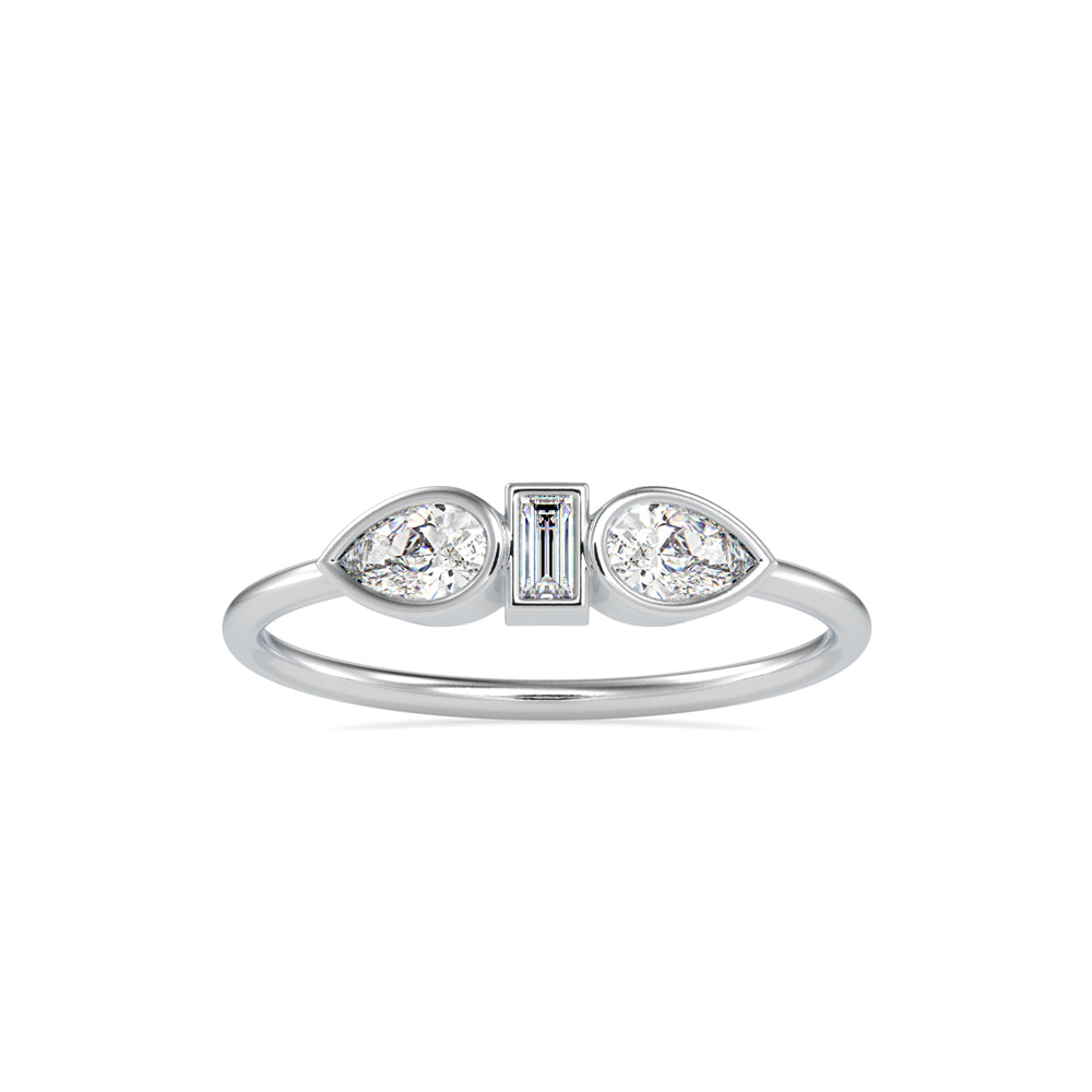 0.38Ct Baguette Bezel With Three Stone Lab-Grown Diamond Gold Ring