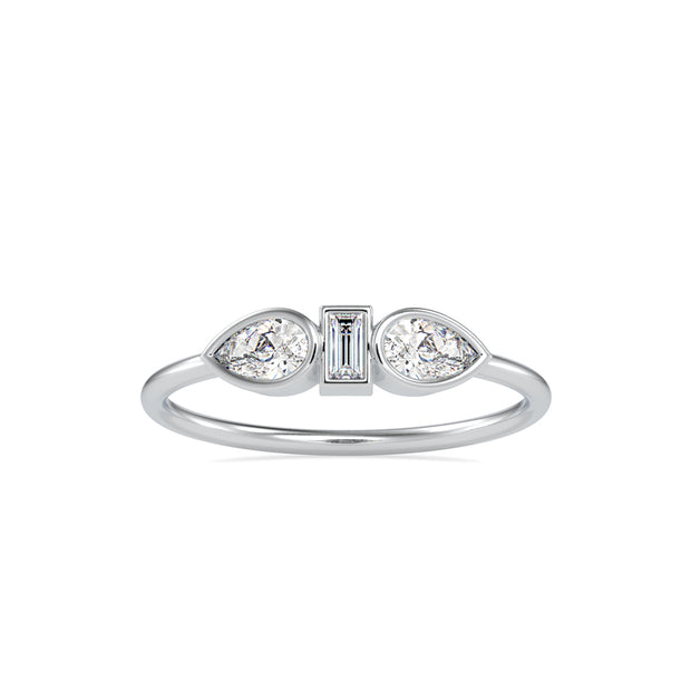 0.38Ct Baguette Bezel With Three Stone Lab-Grown Diamond Gold Ring