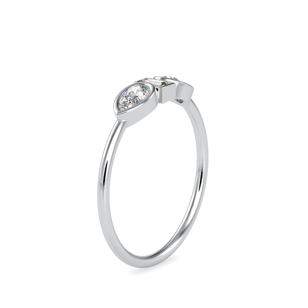 0.38Ct Baguette Bezel With Three Stone Lab-Grown Diamond Gold Ring