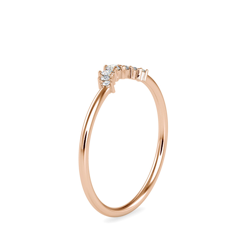 0.09Ct Curved Shape Prong Set Lab-Grown Diamond Gold Ring