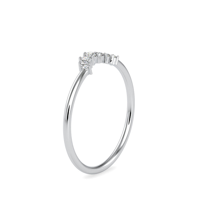 0.09Ct Curved Shape Prong Set Lab-Grown Diamond Gold Ring