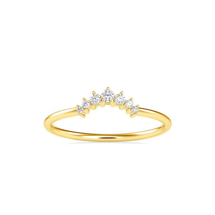 0.09Ct Curved Shape Prong Set Lab-Grown Diamond Gold Ring