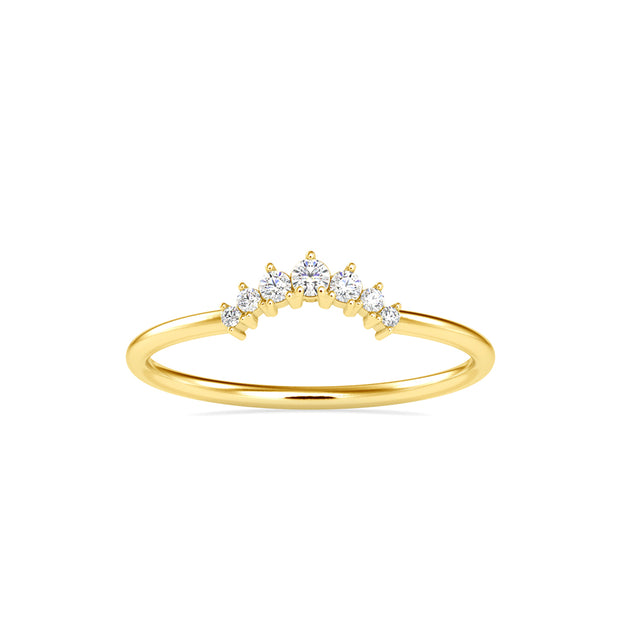 0.09Ct Curved Shape Prong Set Lab-Grown Diamond Gold Ring
