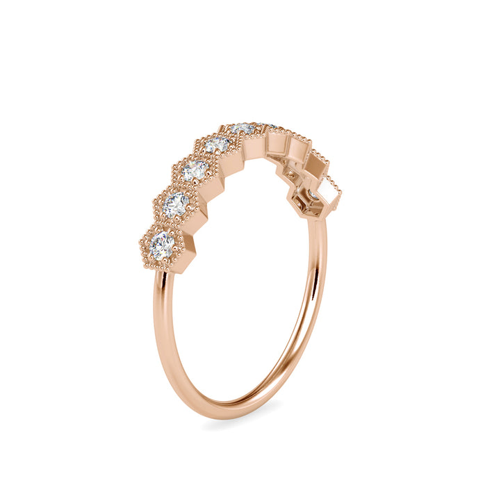 0.27Ct Vintage Half Eternity Lab-Grown Diamond Gold Ring