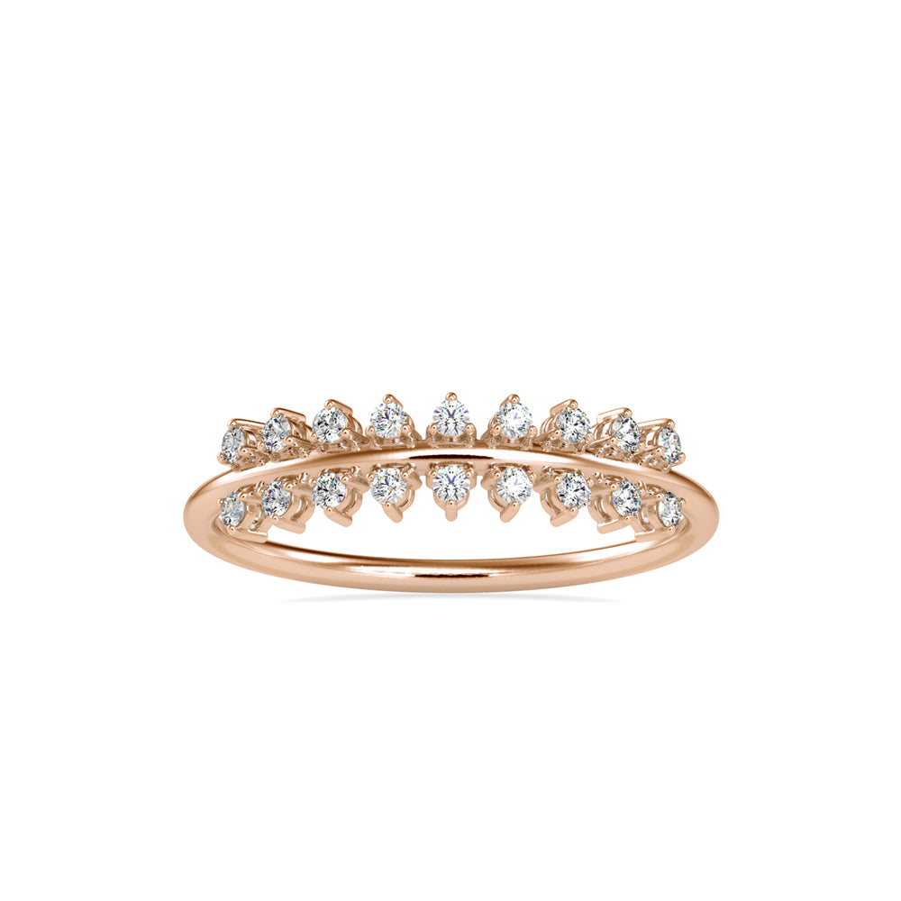 0.12Ct Crown Chevron Style Prong Set Lab-Grown Diamond Gold Ring