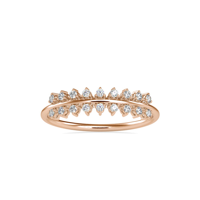 0.12Ct Crown Chevron Style Prong Set Lab-Grown Diamond Gold Ring