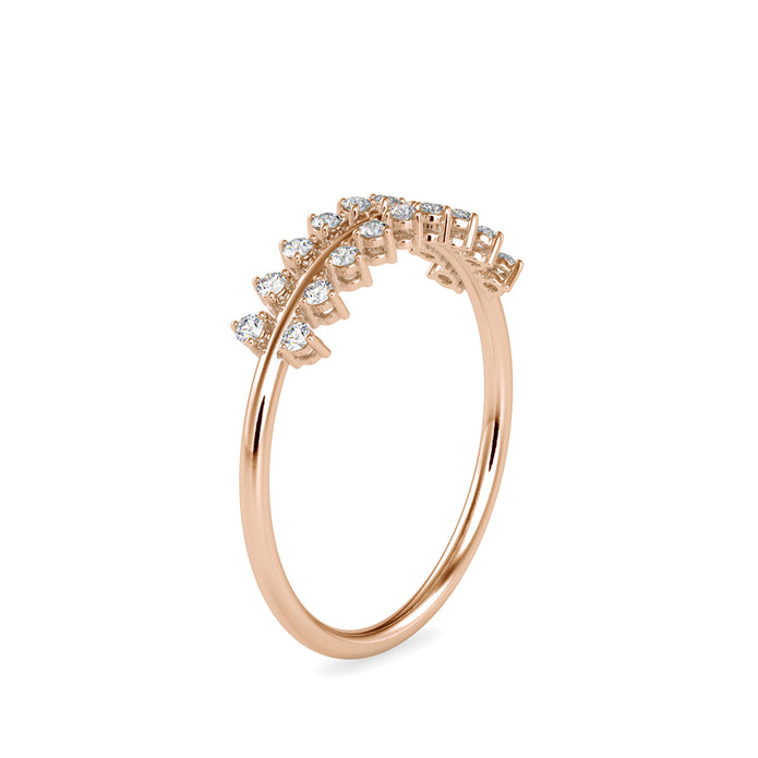 0.12Ct Crown Chevron Style Prong Set Lab-Grown Diamond Gold Ring