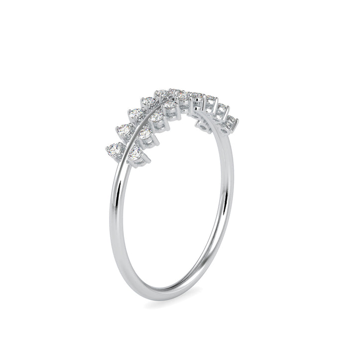 0.12Ct Crown Chevron Style Prong Set Lab-Grown Diamond Gold Ring