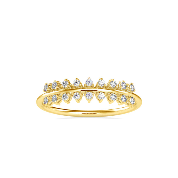 0.12Ct Crown Chevron Style Prong Set Lab-Grown Diamond Gold Ring