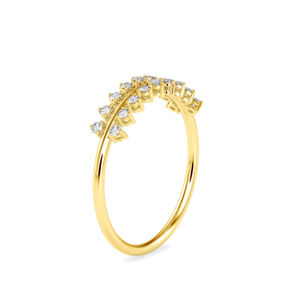 0.12Ct Crown Chevron Style Prong Set Lab-Grown Diamond Gold Ring