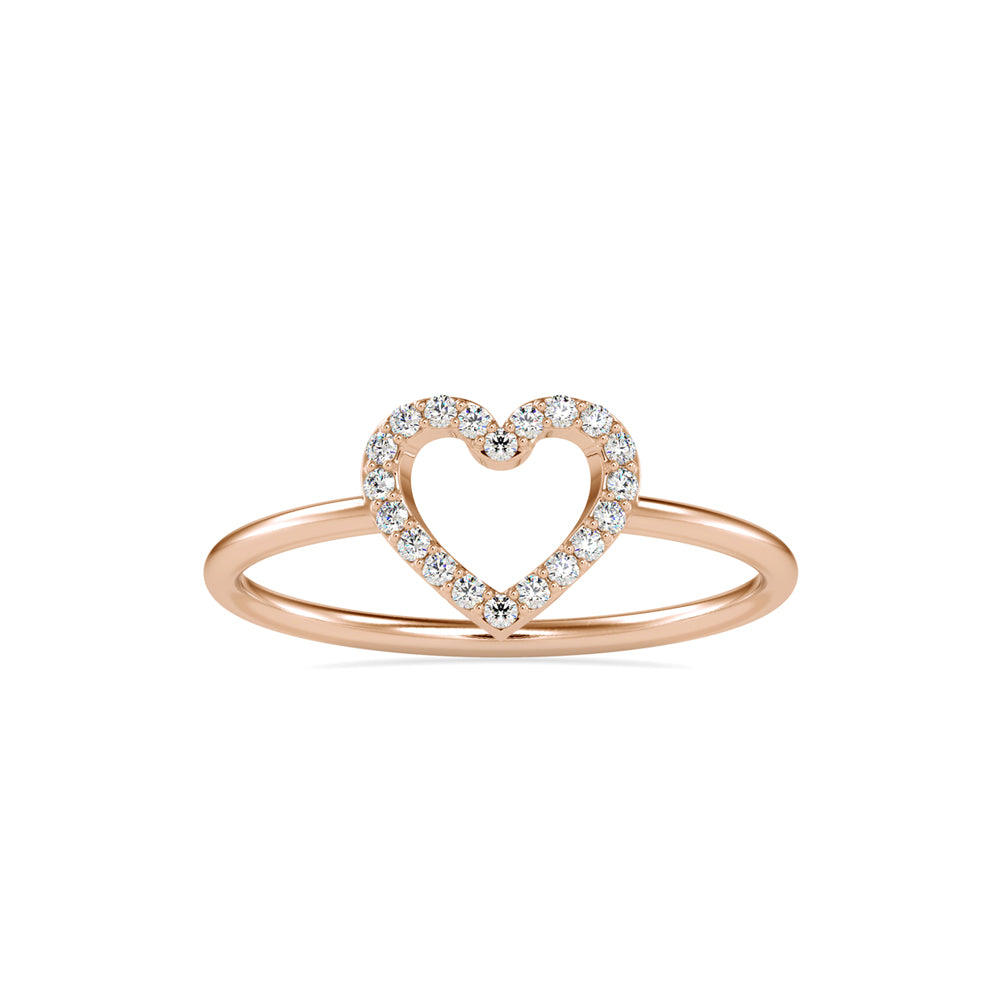 0.07Ct Heart Shape Pave Lab-Grown Diamond Gold Ring