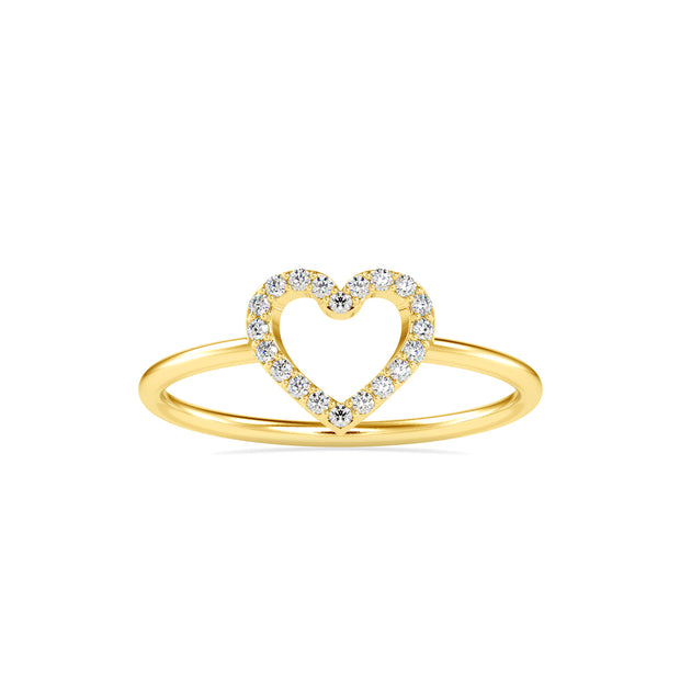 0.07Ct Heart Shape Pave Lab-Grown Diamond Gold Ring