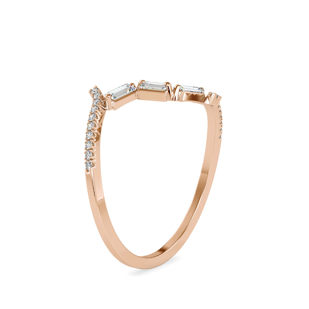 0.21Ct Open Bypass Baguette Lab-Grown Diamond Gold Ring