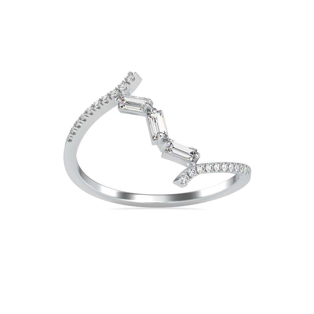 0.21Ct Open Bypass Baguette Lab-Grown Diamond Gold Ring