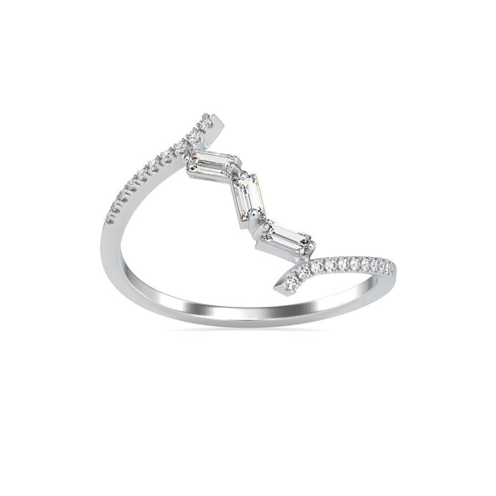 0.21Ct Open Bypass Baguette Lab-Grown Diamond Gold Ring