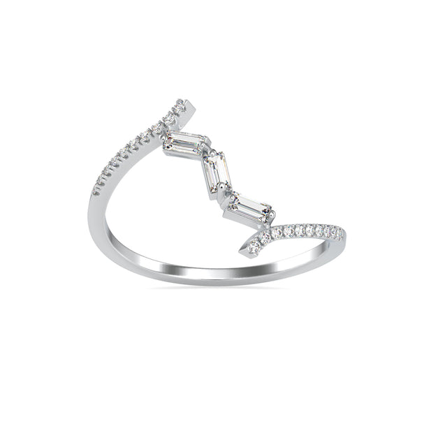 0.21Ct Open Bypass Baguette Lab-Grown Diamond Gold Ring