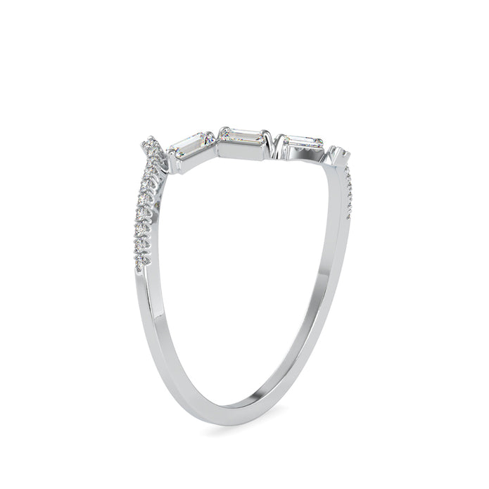 0.21Ct Open Bypass Baguette Lab-Grown Diamond Gold Ring