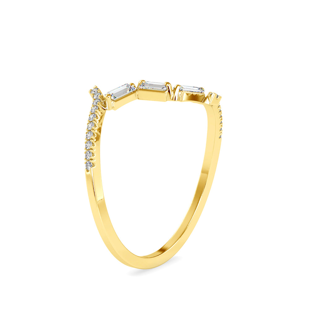 0.21Ct Open Bypass Baguette Lab-Grown Diamond Gold Ring