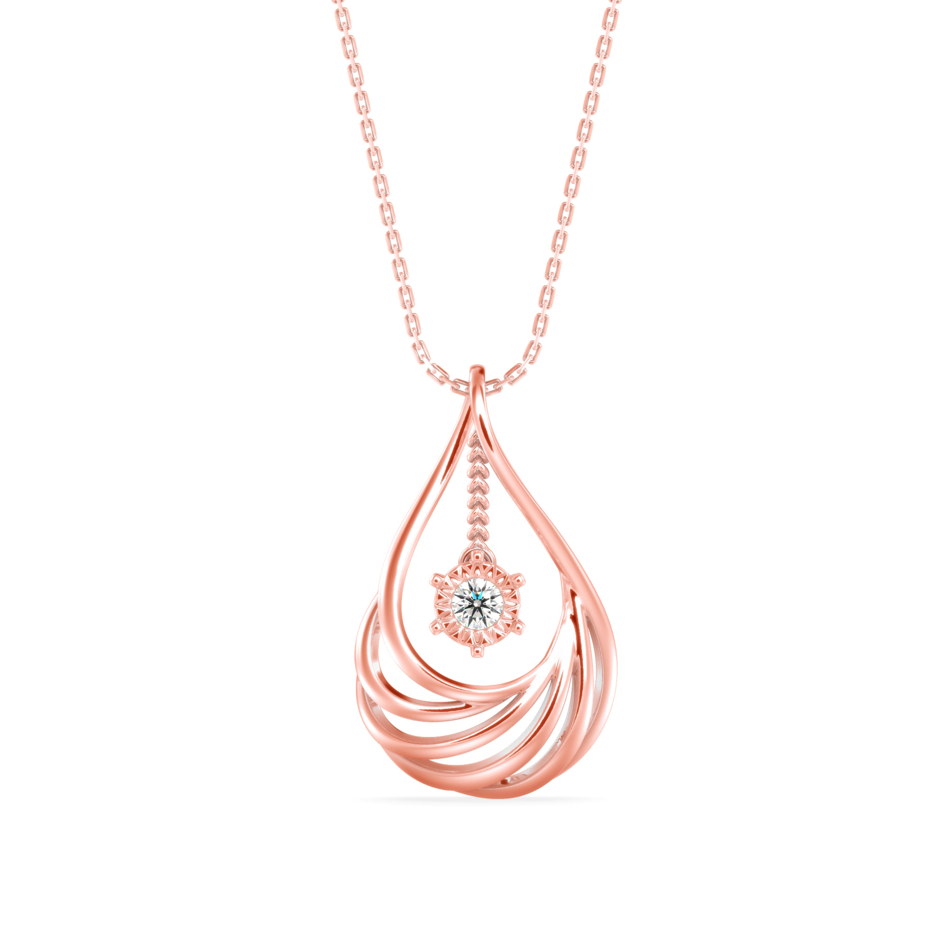 0.10Ct Snowflake Style Prong Lab-Grown Diamond Gold Pendant Necklace