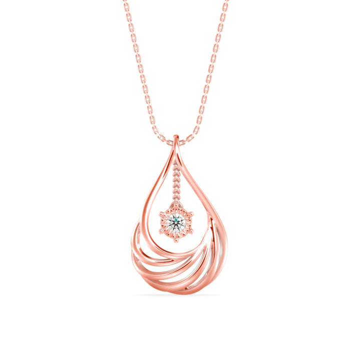 0.10Ct Snowflake Style Prong Lab-Grown Diamond Gold Pendant Necklace