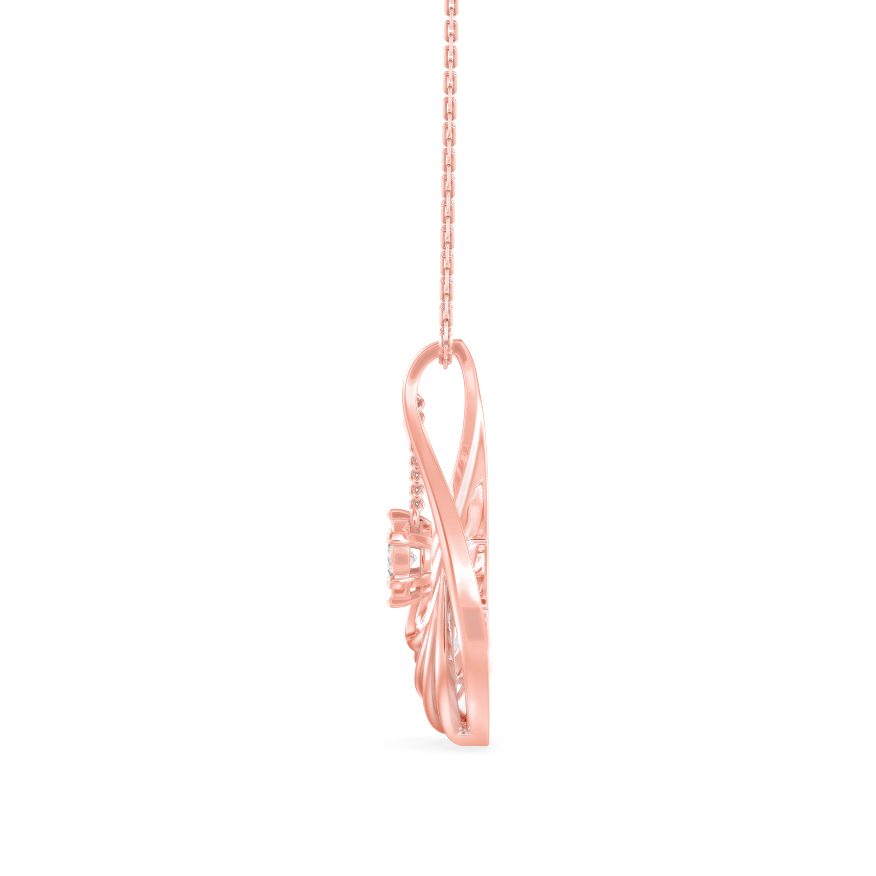 0.10Ct Snowflake Style Prong Lab-Grown Diamond Gold Pendant Necklace