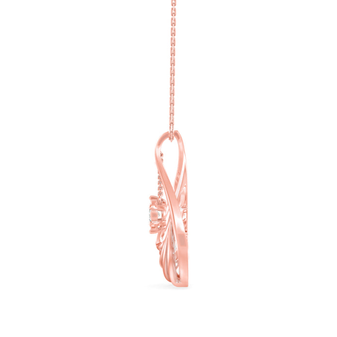 0.10Ct Snowflake Style Prong Lab-Grown Diamond Gold Pendant Necklace