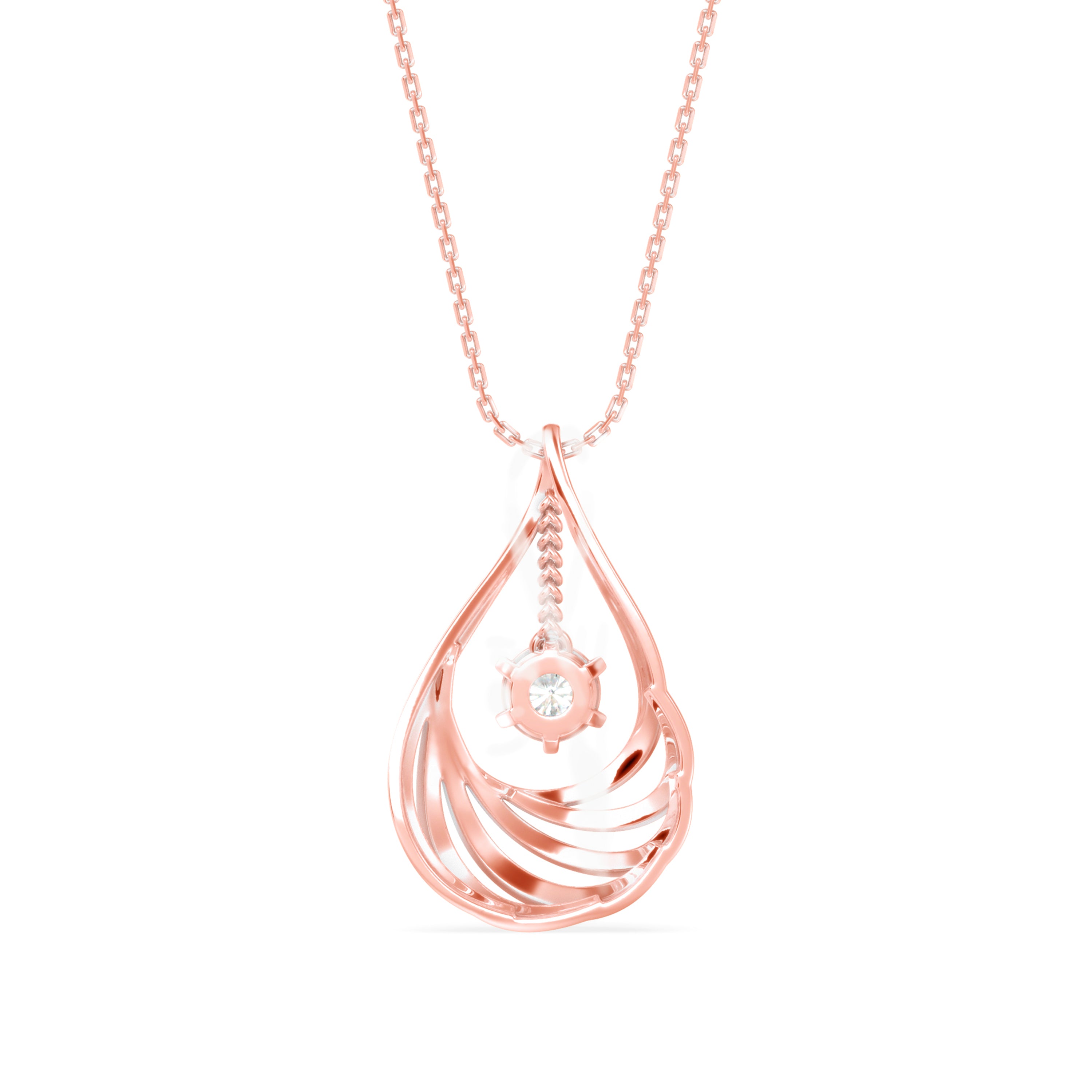 0.10Ct Snowflake Style Prong Lab-Grown Diamond Gold Pendant Necklace