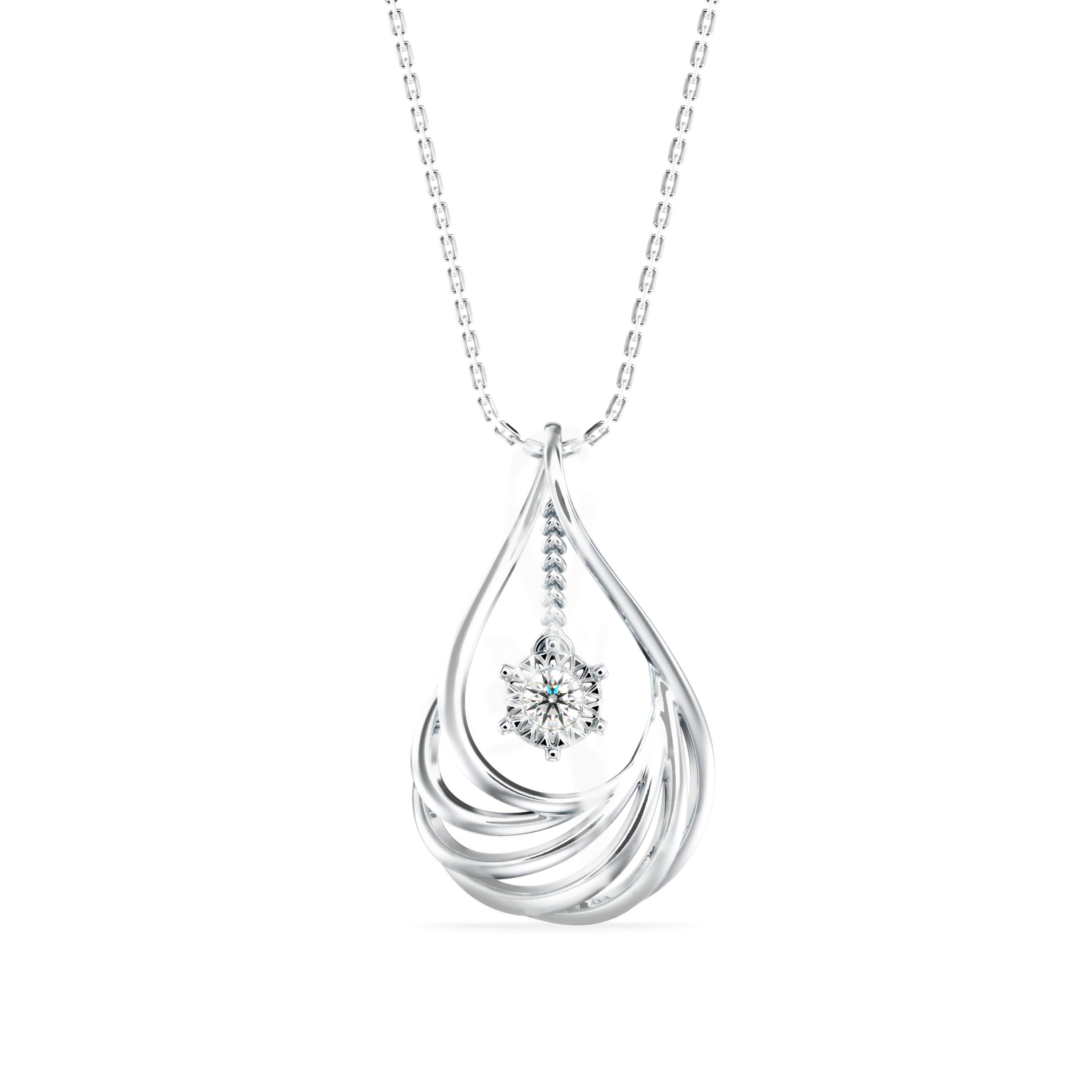 0.10Ct Snowflake Style Prong Lab-Grown Diamond Gold Pendant Necklace