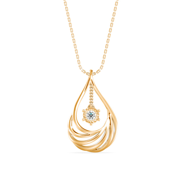 0.10Ct Snowflake Style Prong Lab-Grown Diamond Gold Pendant Necklace