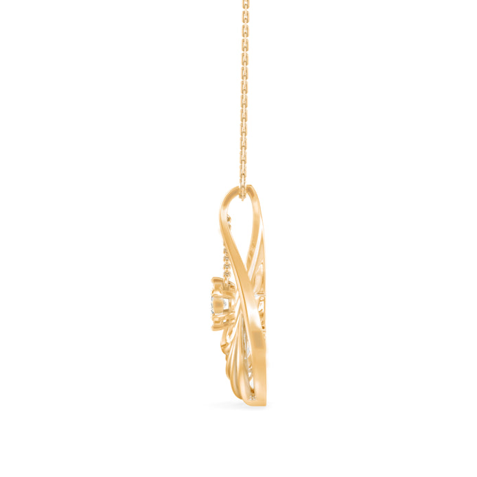 0.10Ct Snowflake Style Prong Lab-Grown Diamond Gold Pendant Necklace