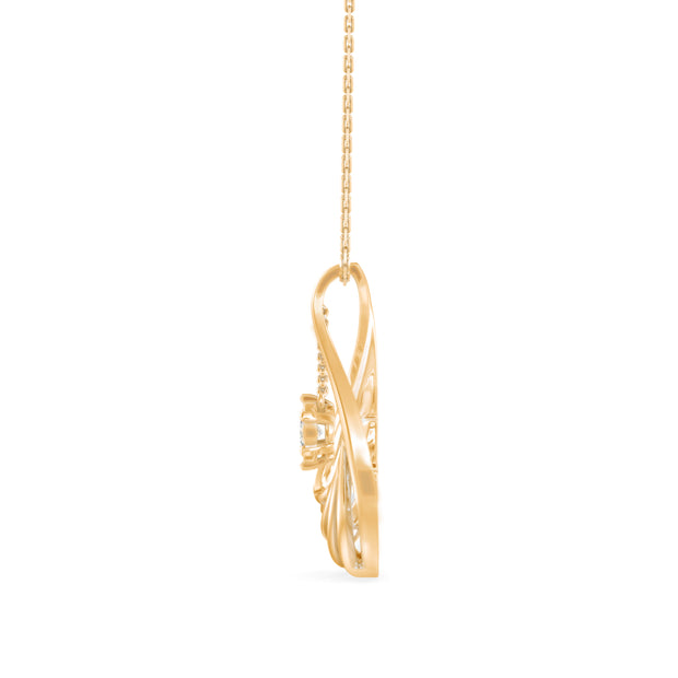 0.10Ct Snowflake Style Prong Lab-Grown Diamond Gold Pendant Necklace
