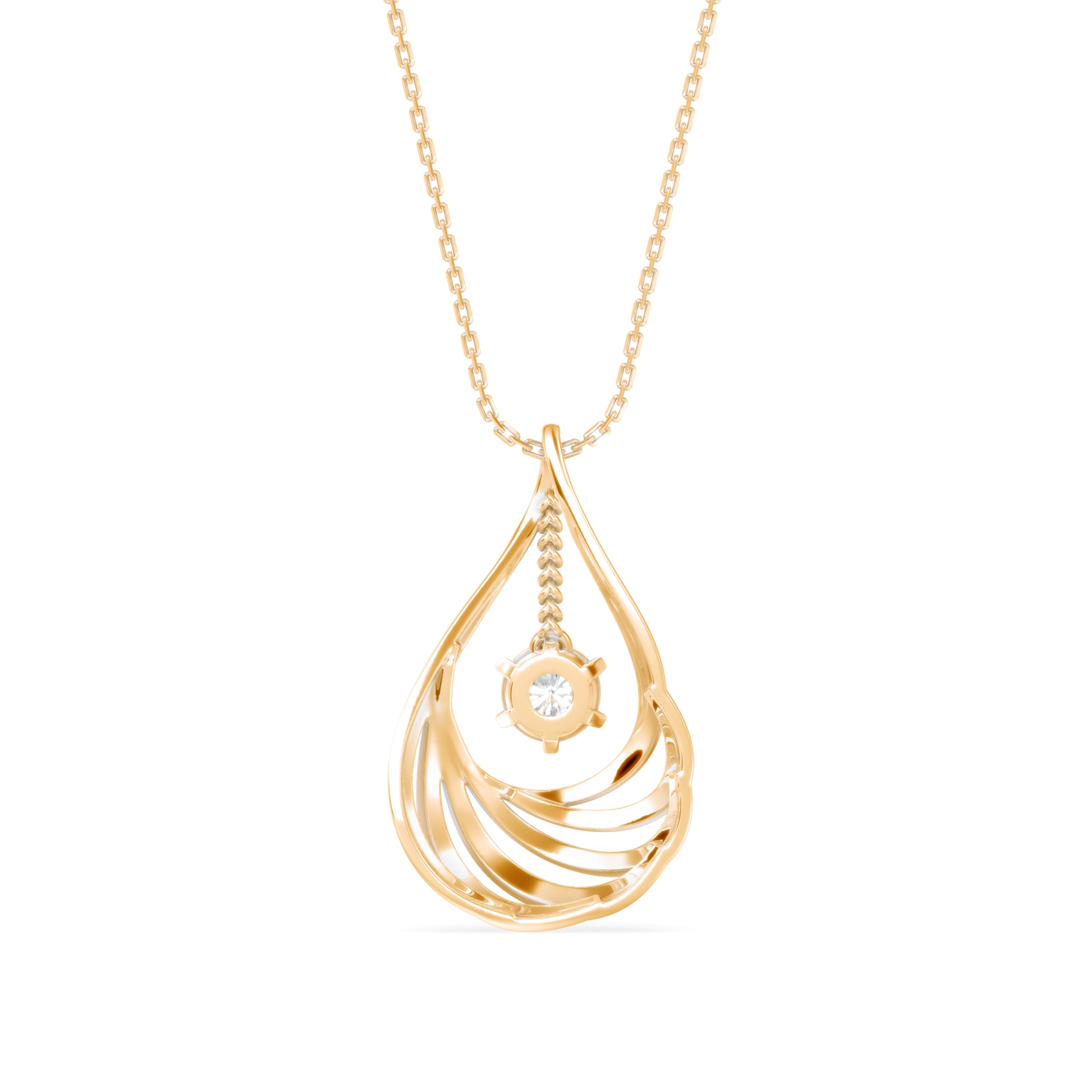 0.10Ct Snowflake Style Prong Lab-Grown Diamond Gold Pendant Necklace