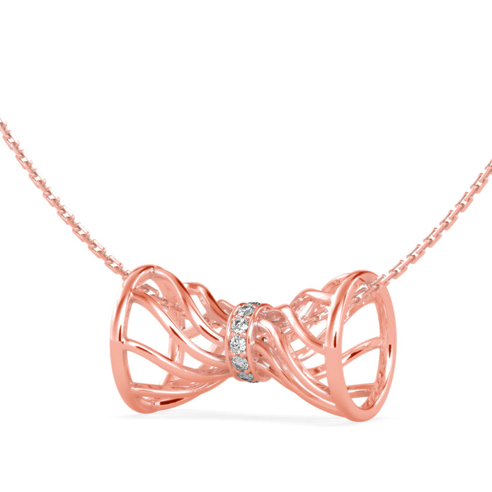 0.06Ct Drum Infinity Style Lab-Grown Diamond Gold Pendant Necklace