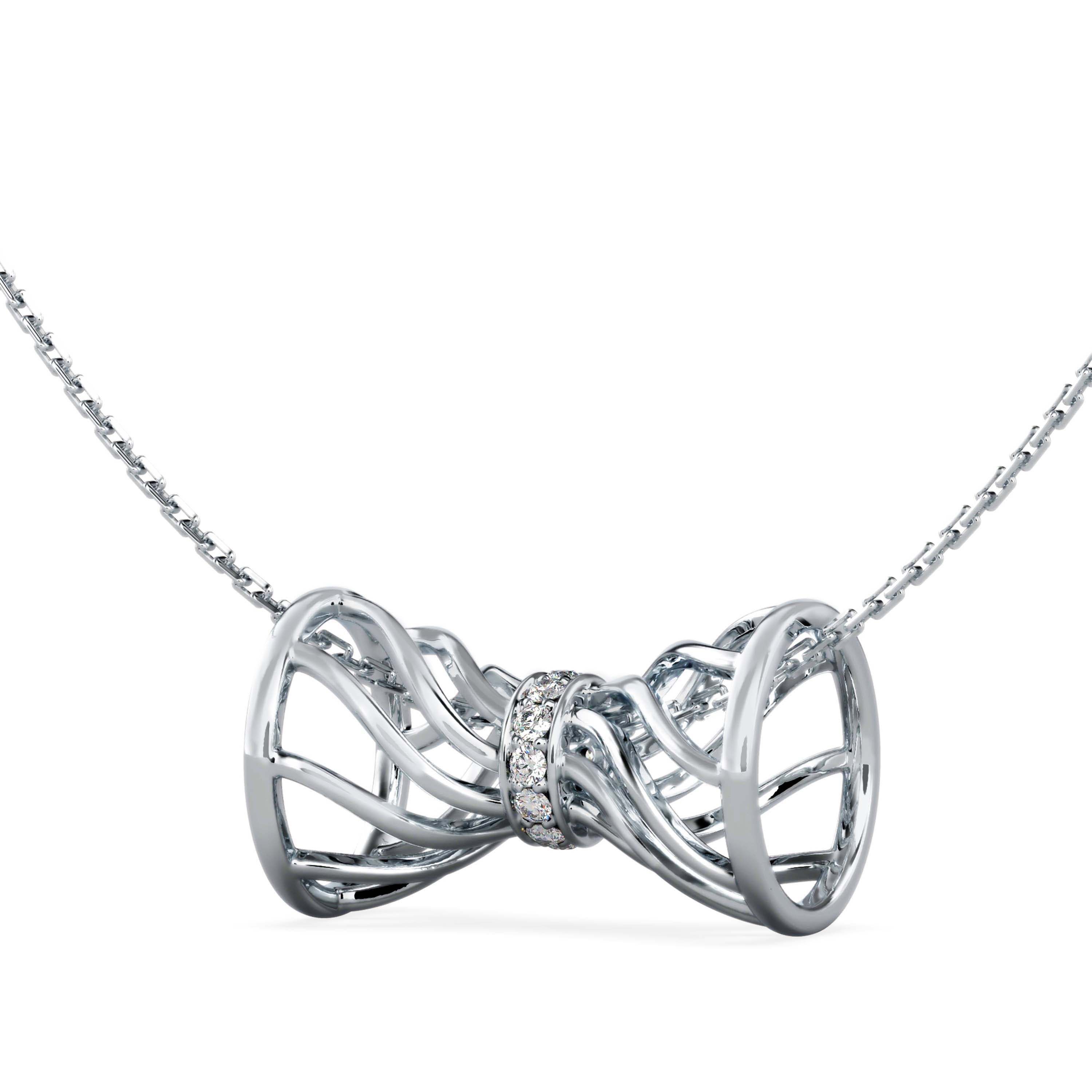 0.06Ct Drum Infinity Style Lab-Grown Diamond Gold Pendant Necklace