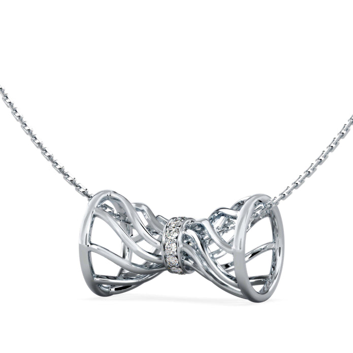 0.06Ct Drum Infinity Style Lab-Grown Diamond Gold Pendant Necklace