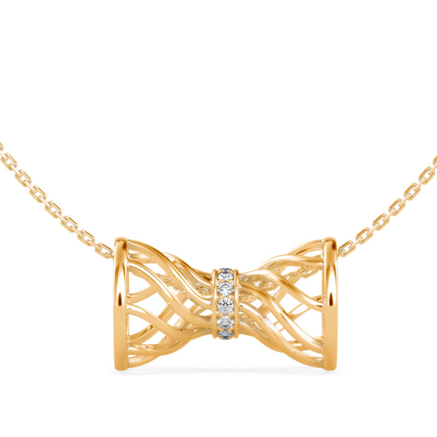 0.06Ct Drum Infinity Style Lab-Grown Diamond Gold Pendant Necklace