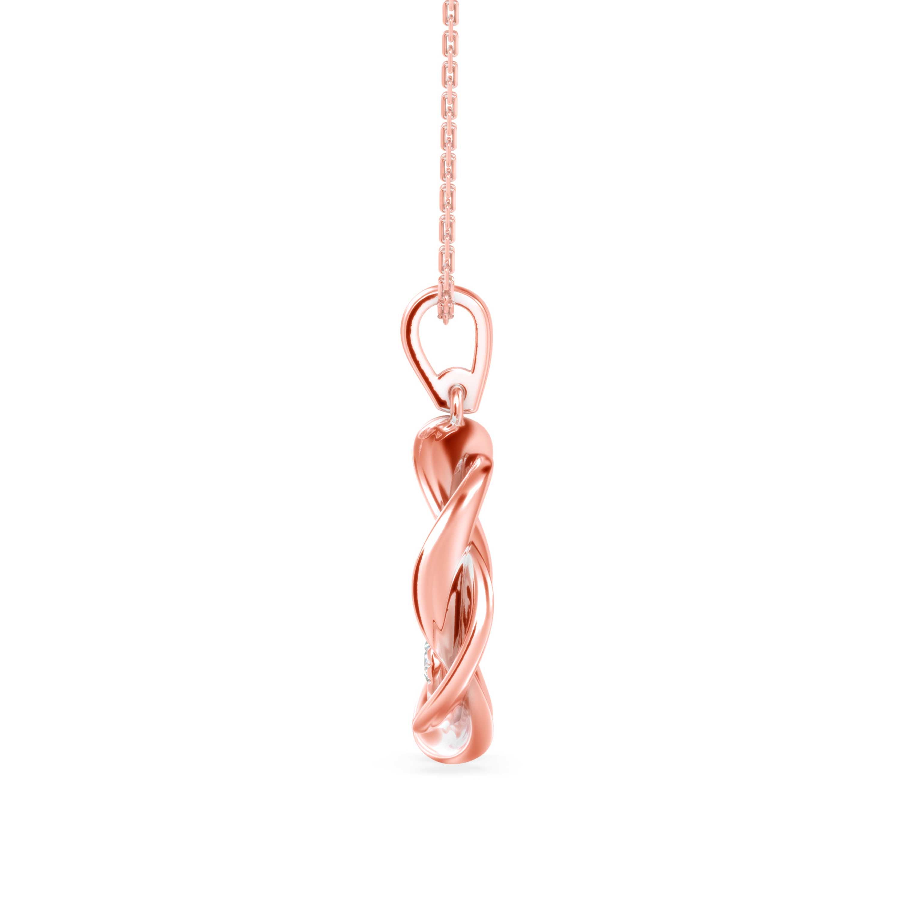 0.10Ct Round Bezel Twisted Lab-Grown Diamond Gold Pendant Necklace