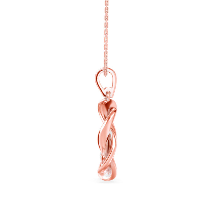 0.10Ct Round Bezel Twisted Lab-Grown Diamond Gold Pendant Necklace