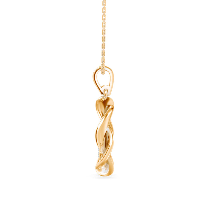 0.10Ct Round Bezel Twisted Lab-Grown Diamond Gold Pendant Necklace