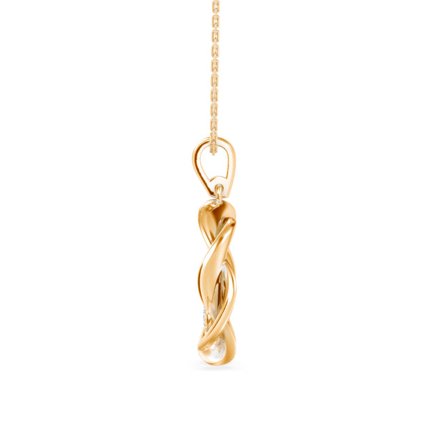 0.10Ct Round Bezel Twisted Lab-Grown Diamond Gold Pendant Necklace