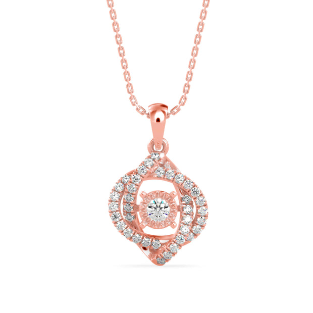 0.34Ct Round Swirl Halo Design Lab-Grown Diamond Gold Pendant Necklace