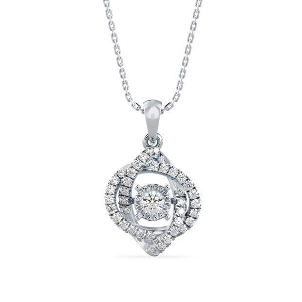 0.34Ct Round Swirl Halo Design Lab-Grown Diamond Gold Pendant Necklace