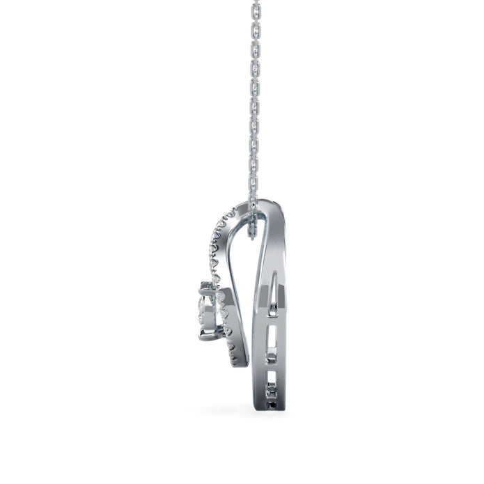 0.26Ct Floting Style Bezel Lab-Grown Diamond Gold Pendant Necklace