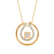 0.26Ct Floting Style Bezel Lab-Grown Diamond Gold Pendant Necklace