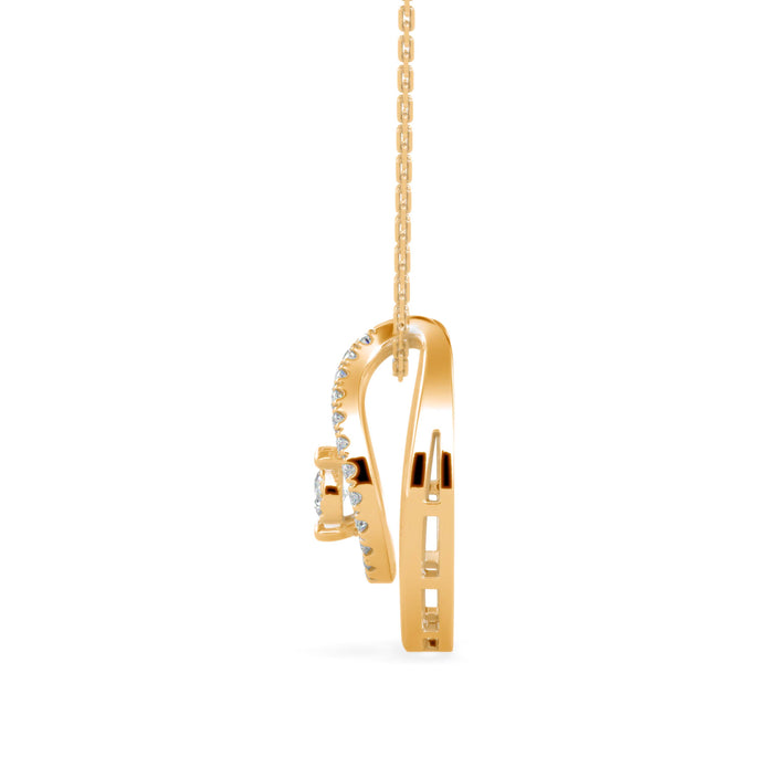 0.26Ct Floting Style Bezel Lab-Grown Diamond Gold Pendant Necklace